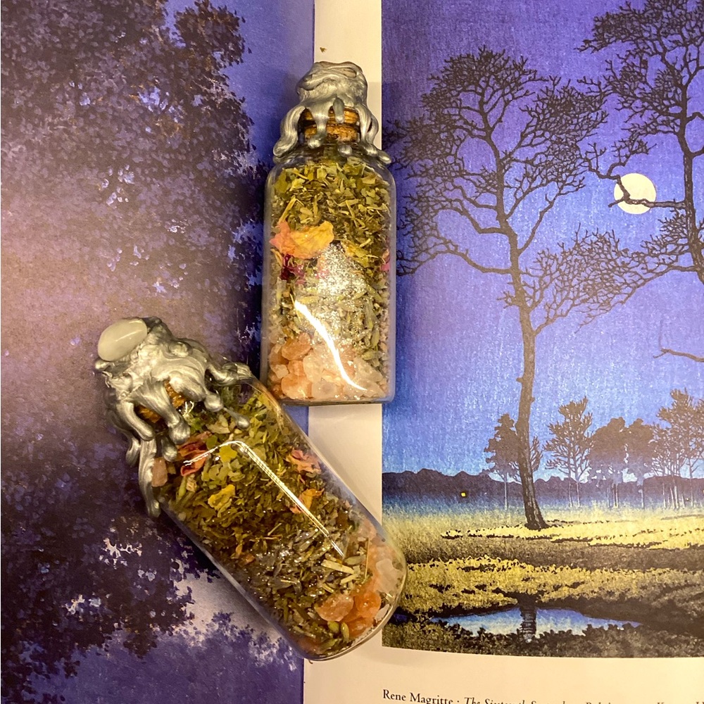 Calm moon 🌕 intention jar handmade with lavender herbs pink salt 🪷✨🌛